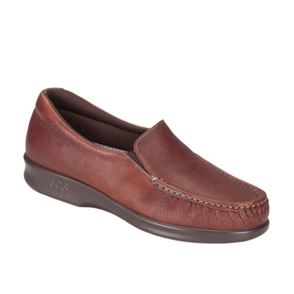 SAS Twin Womens Slip On Walking Shoe Mulch Brown Comfort Classic Loafer 9 WW - Picture 1 of 11
